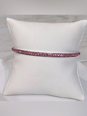 NEW Stainless Steel Pink Pavé Crystal Bangle